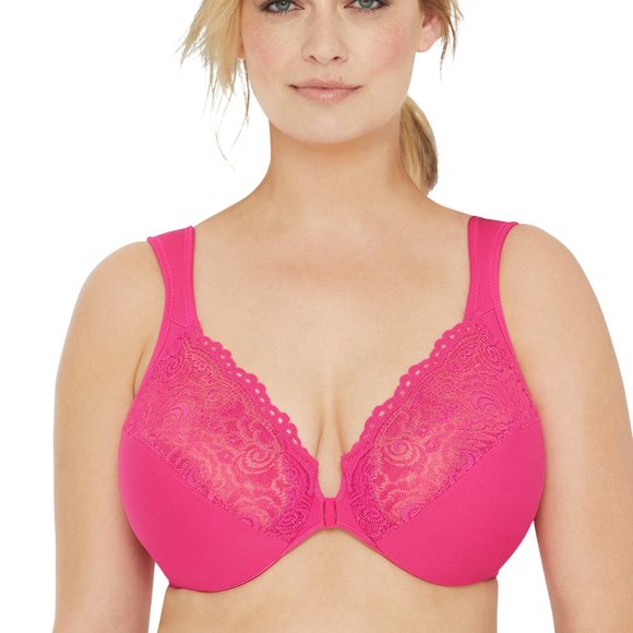 Set of 3! 42H Glamorise ELEGANCE Bra (UNDERWIRED) Lace STRETCH-STRAPS Pink NEW - Picture 6 of 12